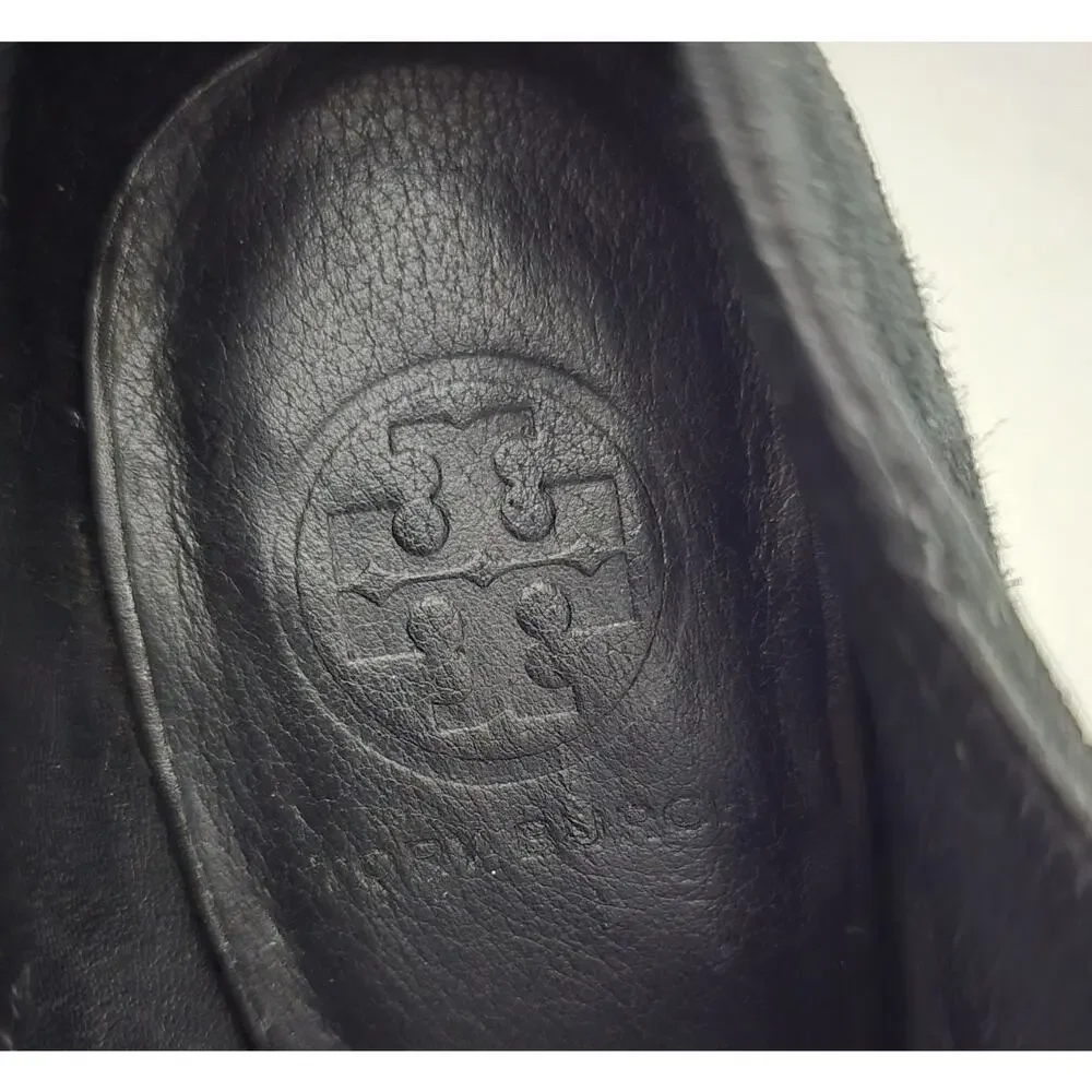 Tory Burch Womens Gabrielle Black Suede Wedge Ankle Boots Buckles 9 M